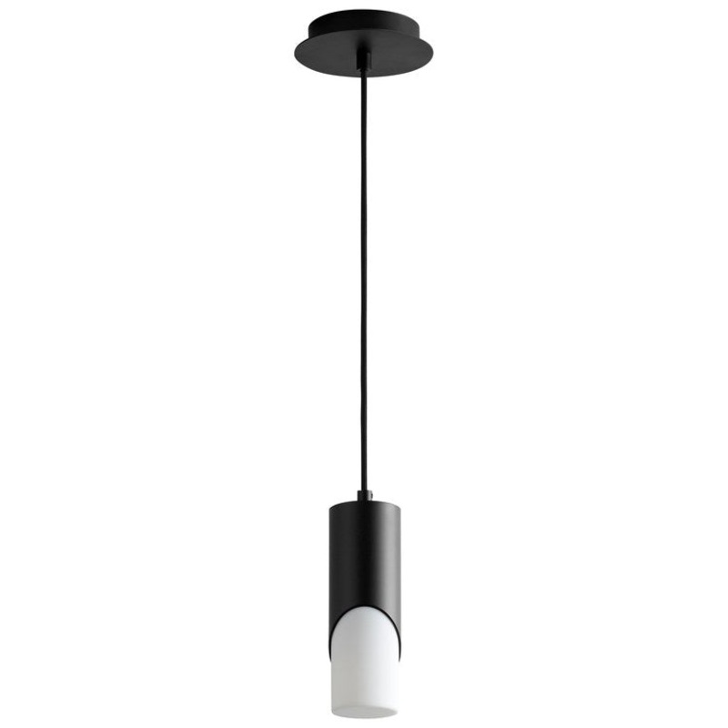 Ellipse Single-Light Short 2.75″ Mini Pendant with Glass Shade – Black