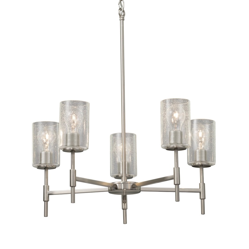 Five Light Chandelier from the Fusion Collection in Brushed Nickel Finish by Justice Designs