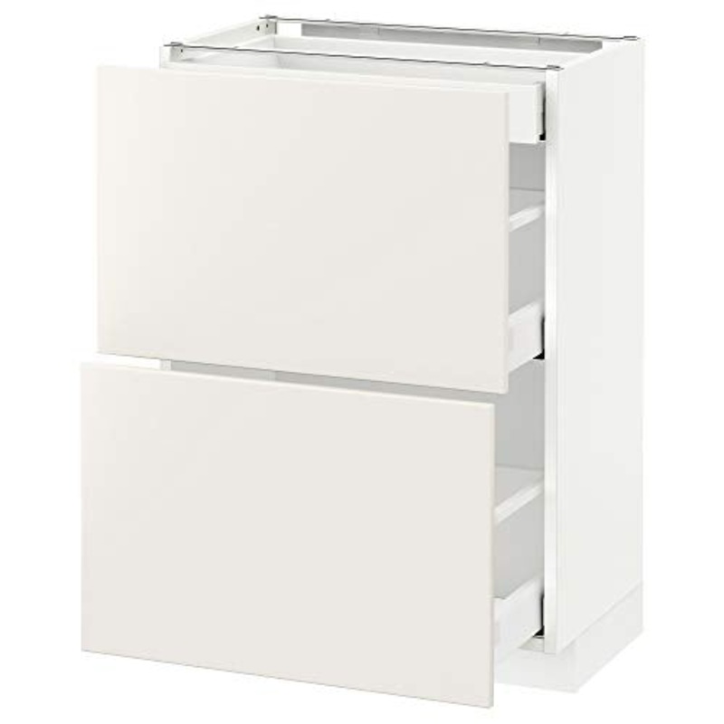 MAXIMERA/METOD base cabina con 2 frontali/3 cassetti 60×39.2×88 cm bianco/Veddinge bianco