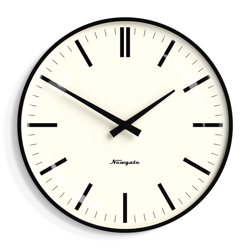 Newgate Radio City Wall Clock Bold Black Marker Dial – Matte Black