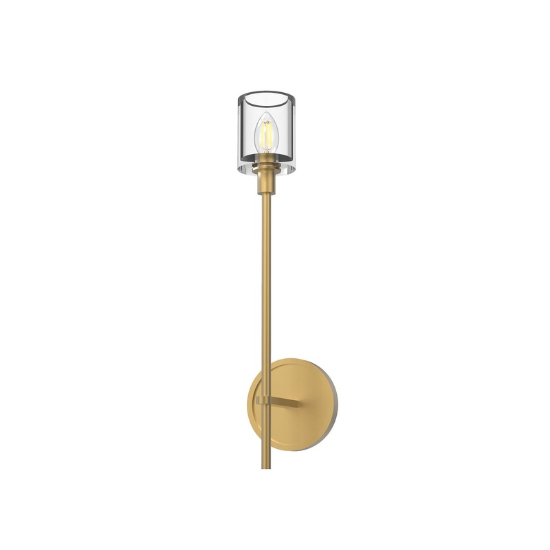 One Light Bathroom Fixture from the Salita Collection in Clear Crystal/Vintage Brass Finish by Alora