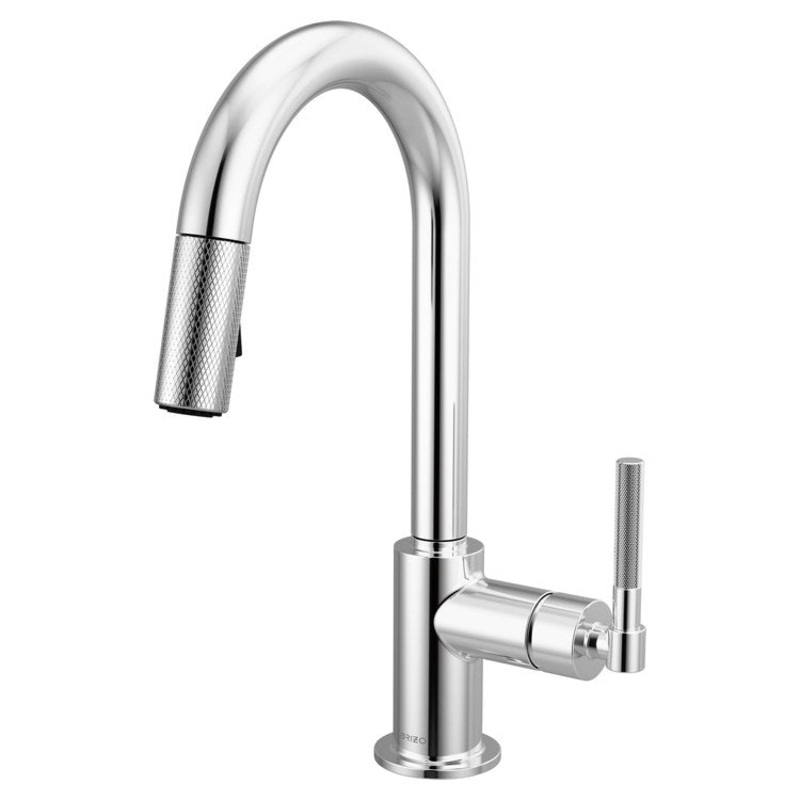 Prep Faucet Litze 1 Knurled Handle ADA Polished Chrome Pull Down Dual Function Arc 360 DEG Swivel 1.8 Gallons per Minute