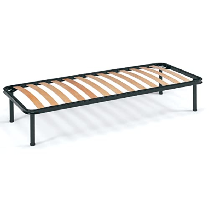 SomnusSana – Rete letto singolo 80×190 a doghe in legno multistrato Ortopedica – Struttura in acciaio con piedi altezza 35cm – 100% Made in Italy