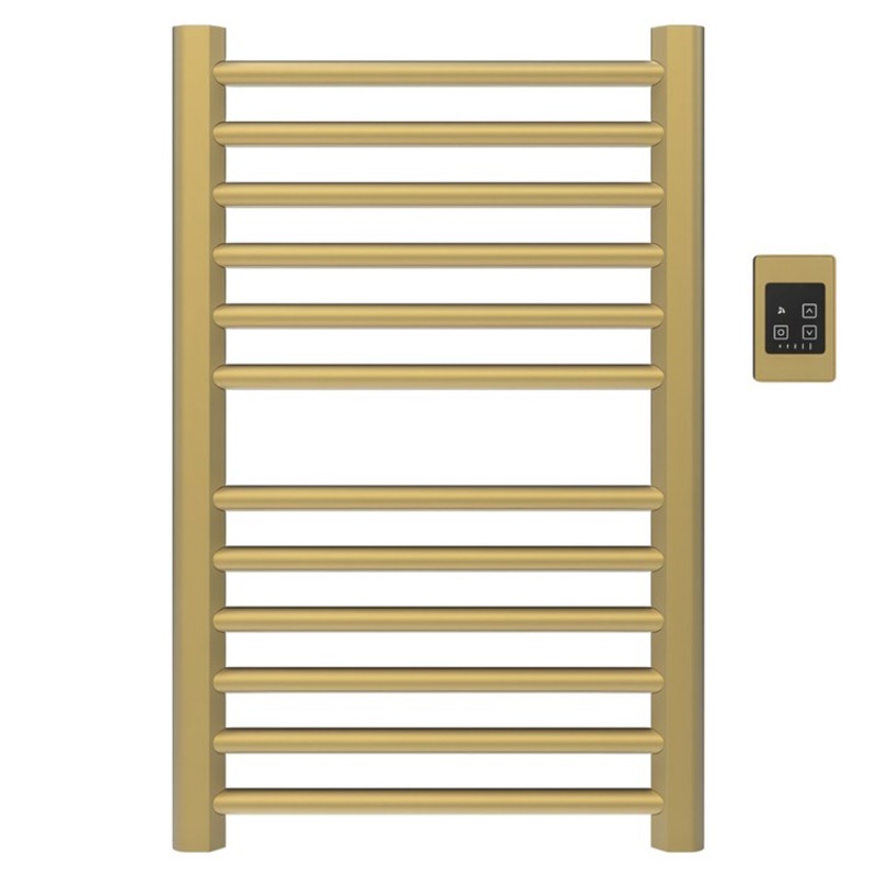 Towel Warmer Sirio 12 Bar Hardwire 580 BTU 21 x 32 Inch Satin Brass 304 Stainless Steel