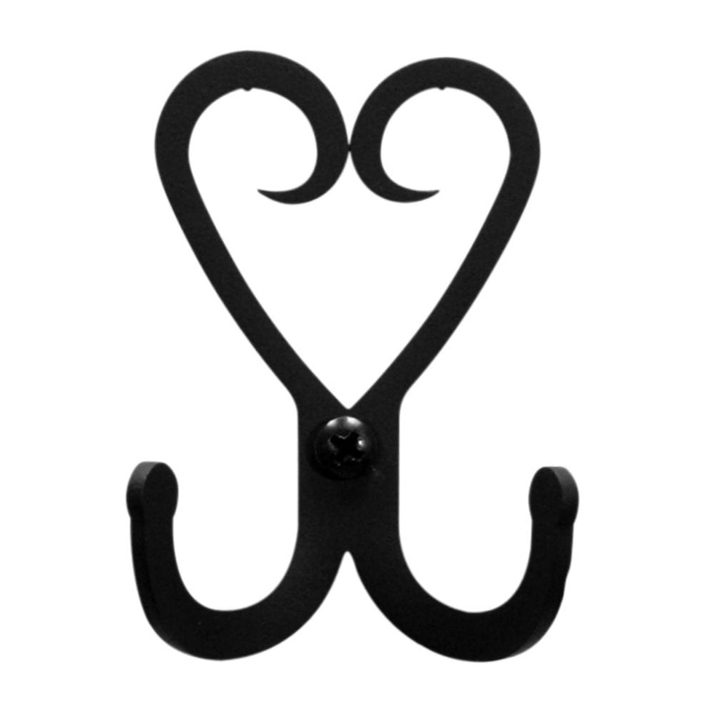 Village Wrought Iron WH-D-51 Heart Double Wall Hook