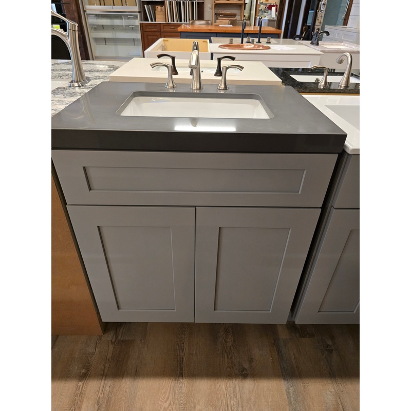 30″ CabTec Vanity Set with Grey Fairmont Quartz Top and Danze Brushed Nickel Faucet