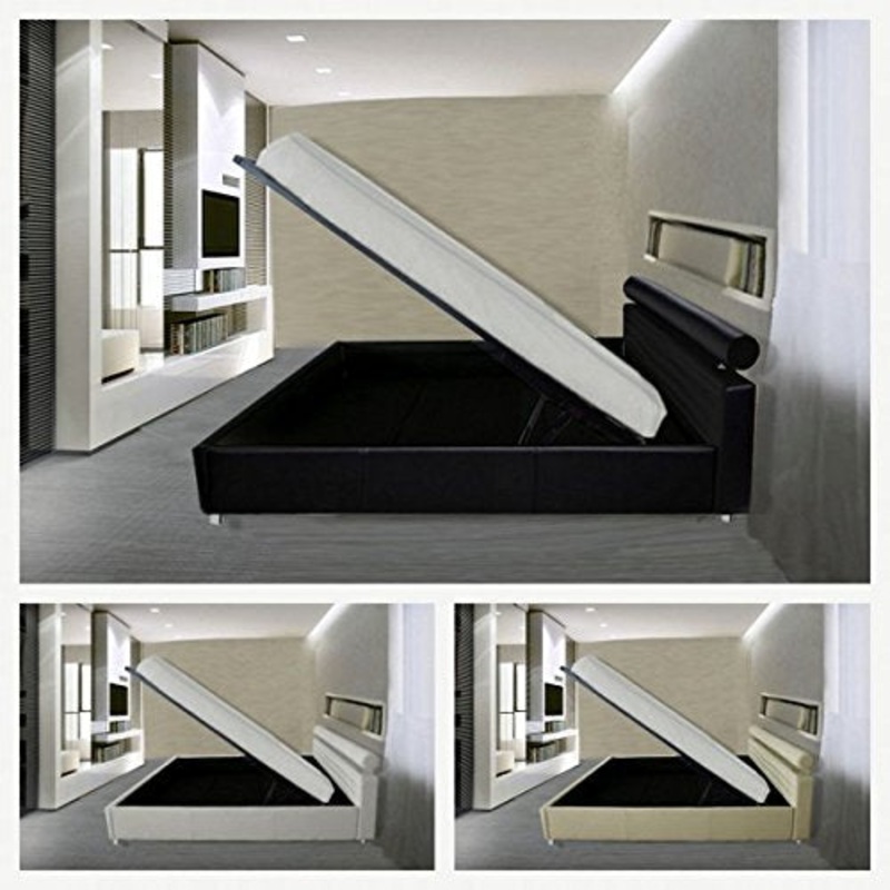Bagno Italia Letto matrimoniale contenitore 220×167 bianco nero beige in ecopelle con bracciolo I