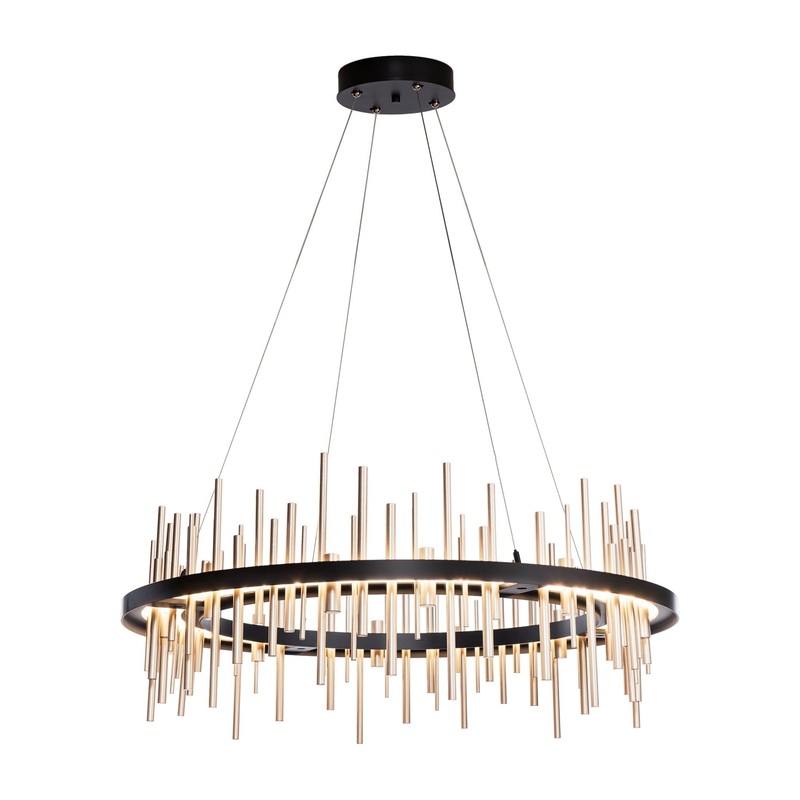 Cityscape Circular LED Pendant Black Soft Gold