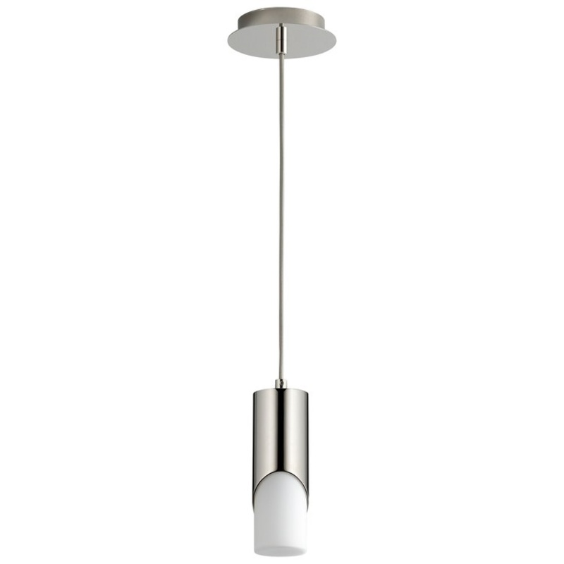 Ellipse Single-Light Short 2.75″ Mini Pendant with Glass Shade – Polished Nickel