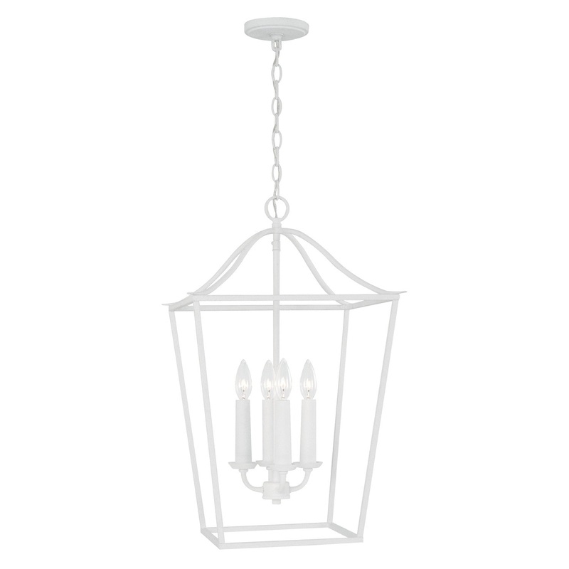 Four Light Foyer Pendant from the Grady Collection in Textured White Finish by Capital Lighting