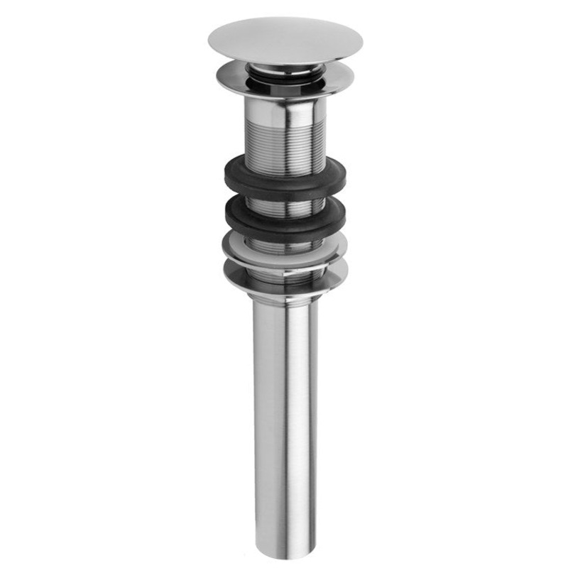 Lavatory Drain Finger Touch Round with Overflow 1-1/2 Inch Polished Nickel for Standard Pop-Up and P.O. Plugs with Rubber Stoppers Ideal for Vessel Sinks 10-3/4 Inch Length