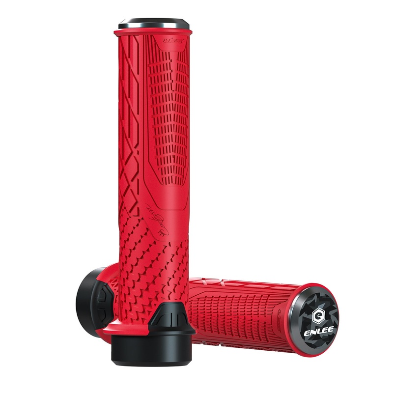 Red Ergonomic Lock-On Bike Grips – Anti-Slip TPR Rubber, Alloy Rings & Plugs for MTB & Commuter Bikes
