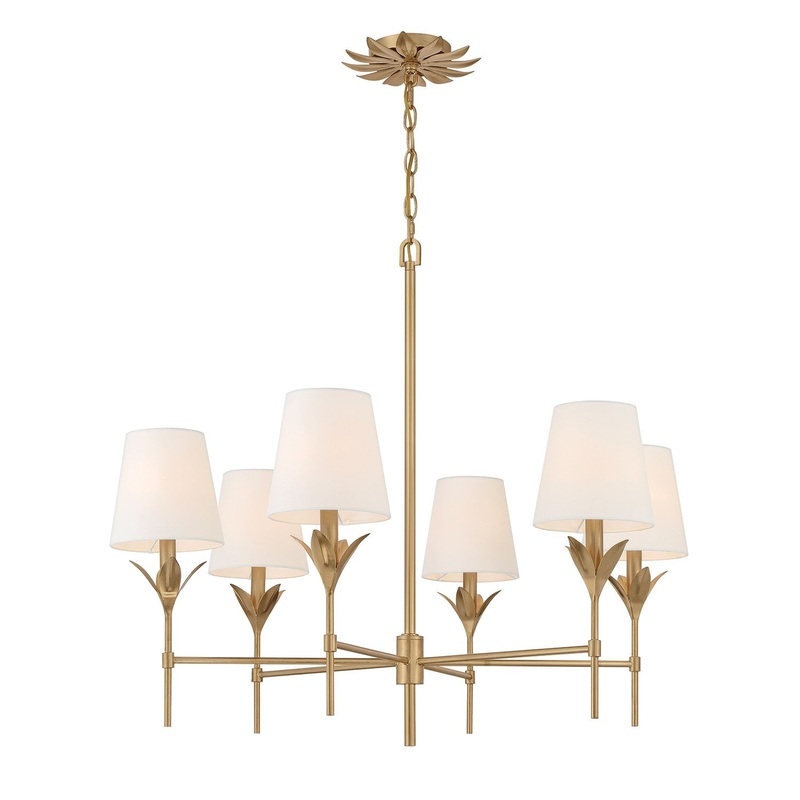 Six Light Chandelier from the Broche Collection in Antique Gold Finish by Crystorama