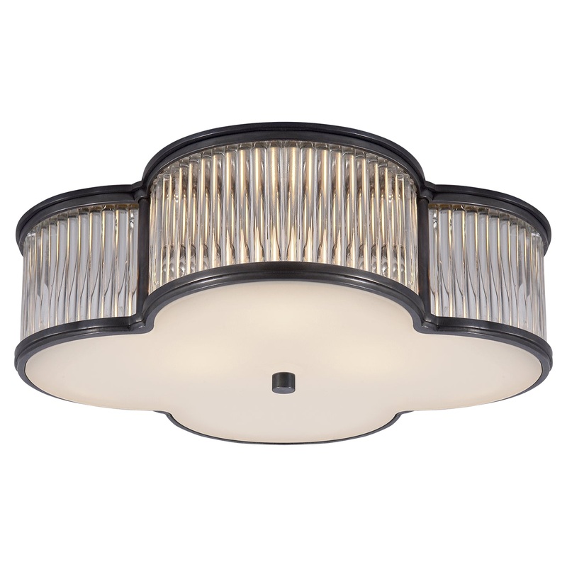 Three Light Flush Mount from the Basil Collection in Gun Metal With Clear Glass Finish by Visual Comfort Signature