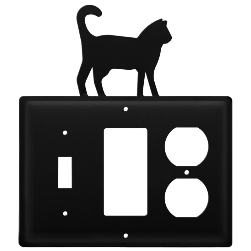 Village Wrought Iron ESGO-6 Triple Cat Single Switch GFI and Outlet Cover CUSTOM Product