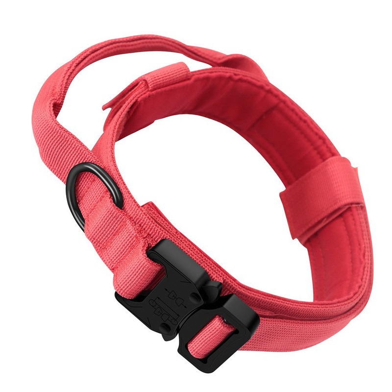 XL Red Tactical Dog Collar – Heavy Duty Nylon Pet Collar for Medium & Large Dogs, Adjustable (3.8cm Width)