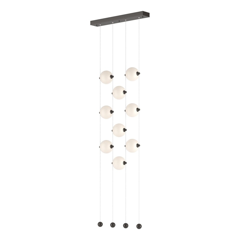 Abacus 9-Light Ceiling-to-Floor LED Pendant Oil Rubbed Bronze Opal Glass (GG)