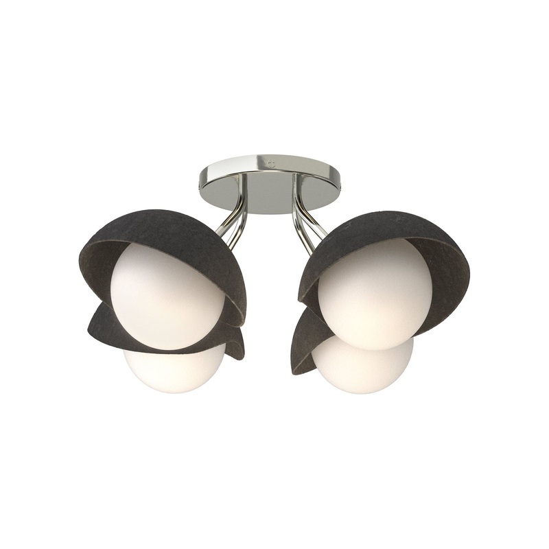 Brooklyn 4-Light Single Shade Semi-Flush Sterling Black