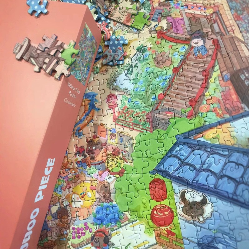 Chinese style 1000-Piece Fine Art Jigsaw Puzzle – Premium Blue Cardboard Puzzle for Adults