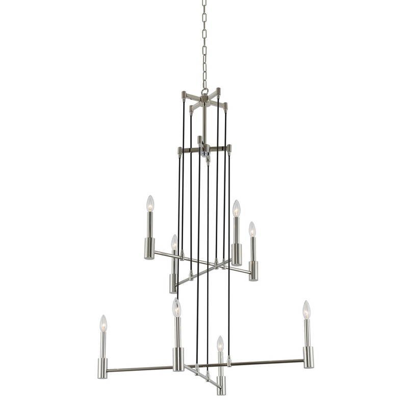 Eight Light Foyer Pendant from the Kingston Collection in Polished Nickel Finish by Kalco