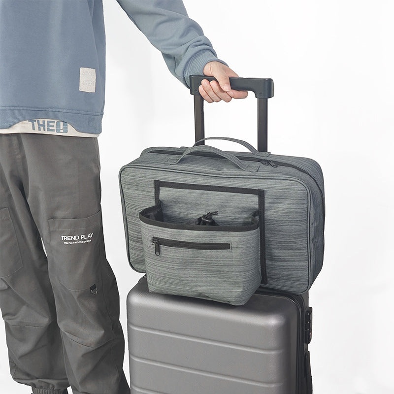 Heather Grey Versatile Travel Organizer Bag with Luggage Sleeve – Portable Carry-On for Laptop, Shoes & Accessories