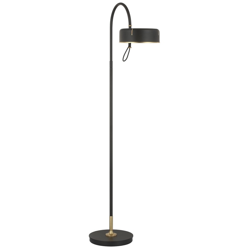 LED Floor Lamp from the Oso Collection in Modern Iron and Hand-Rubbed Antique Brass Finish by Visual Comfort Signature