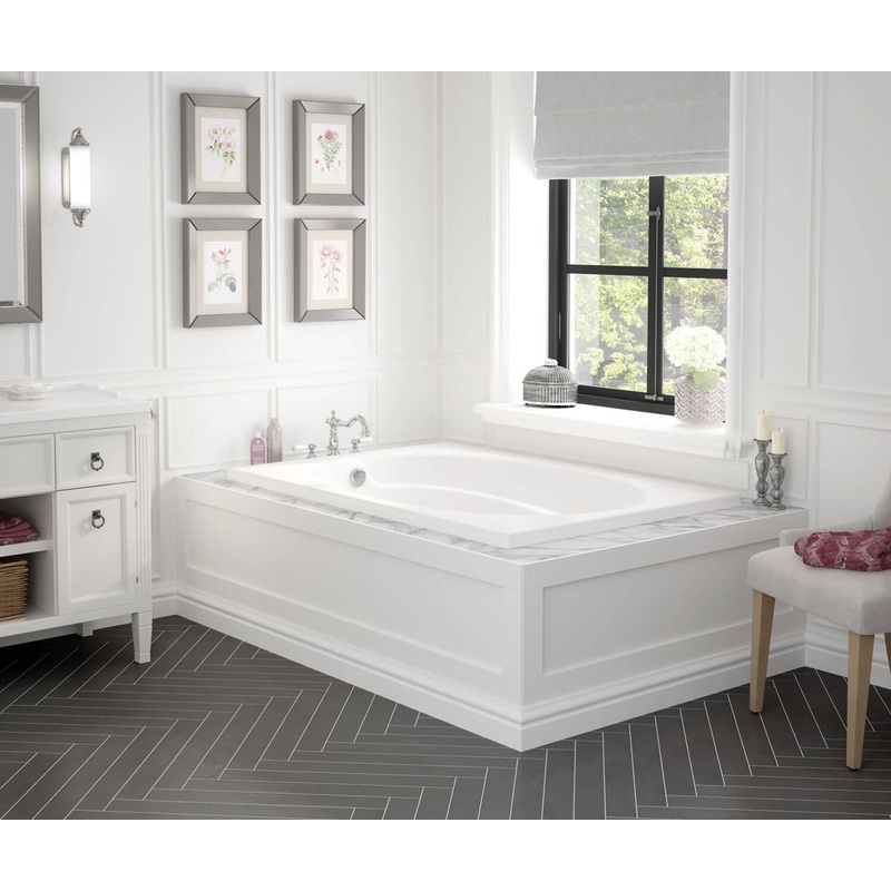 MAAX 100027-003-001-000 Temple 60 x 41 Acrylic Alcove End Drain Whirlpool Bathtub in White