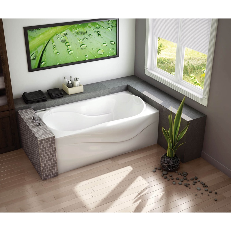 MAAX 105726-R-107-001 Murmur 6032 A Acrylic Alcove Right-Hand Drain Hydrosens Bathtub in White