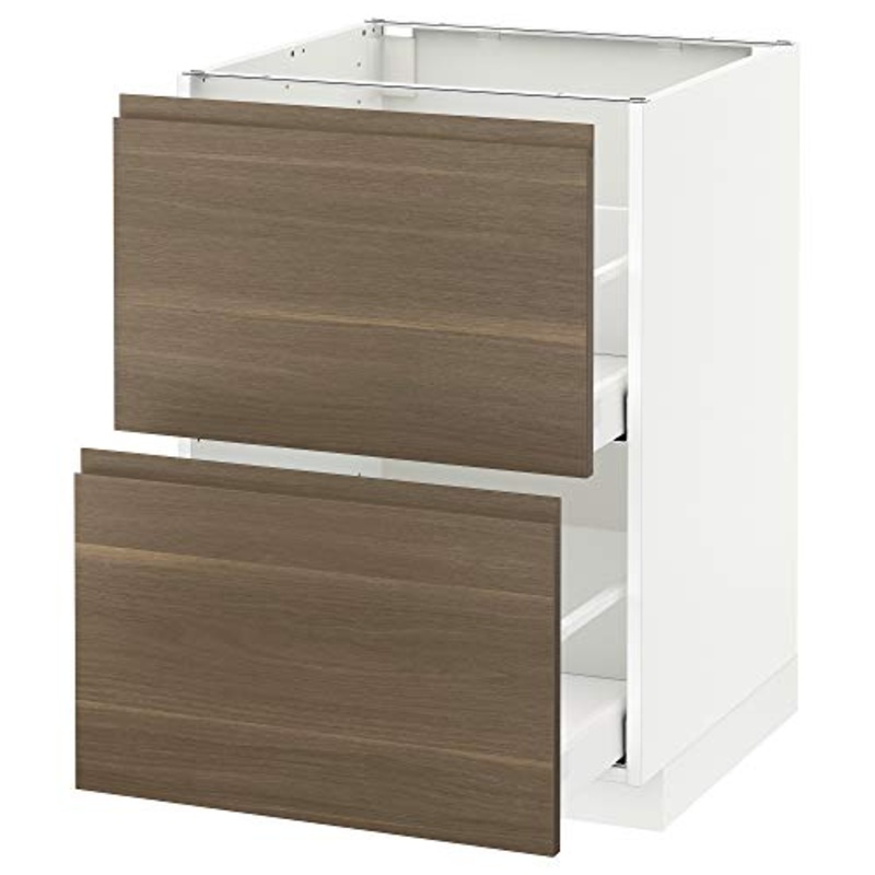 METOD/MAXIMERA base cb 2 frontali/2 cassetti alti 60×62.1×88 cm bianco/noce Voxtorp
