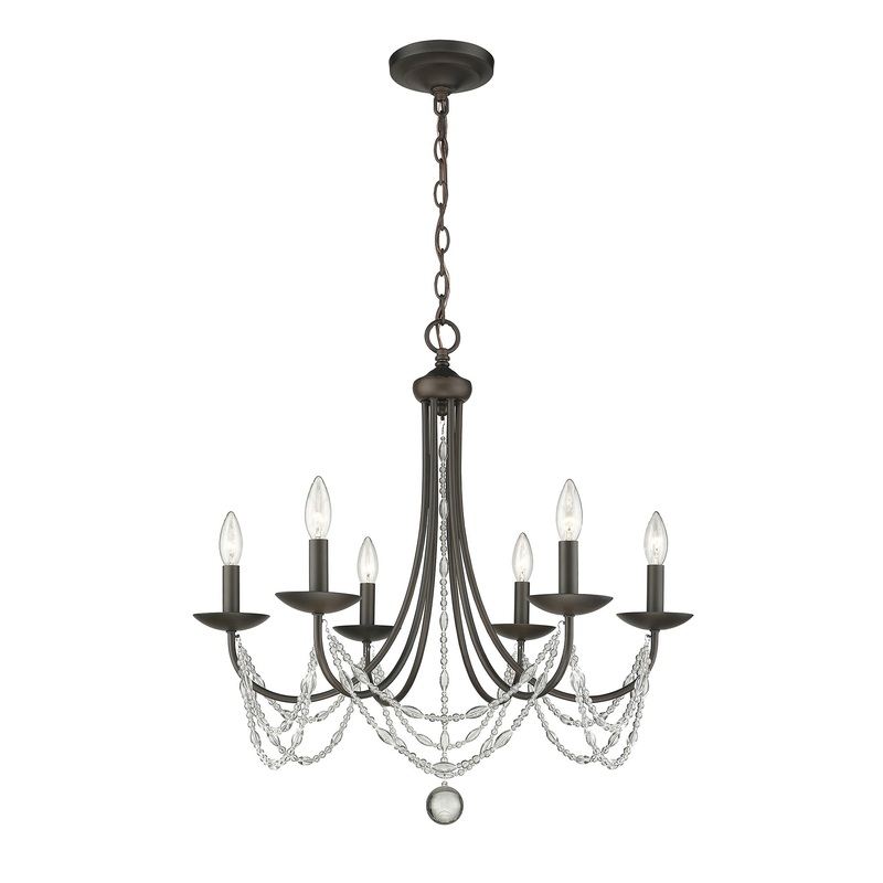 Mirabella 6 Light Chandelier in Rubbed Bronze