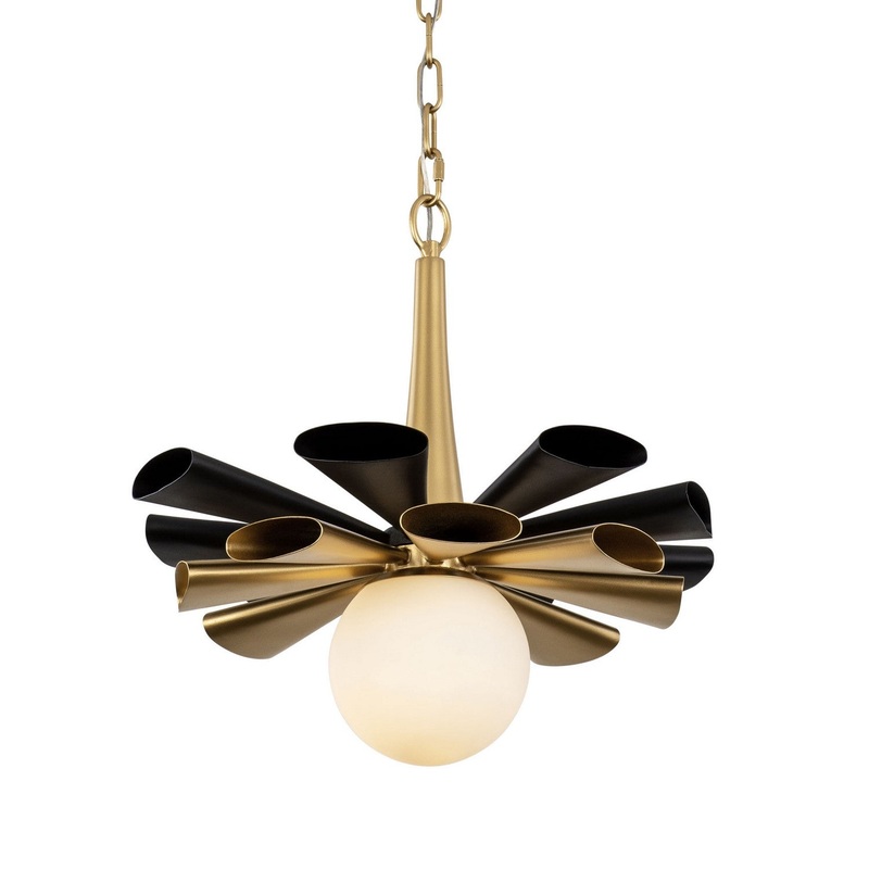 One Light Pendant from the Daphne Collection in Matte Black/French Gold Finish by Varaluz