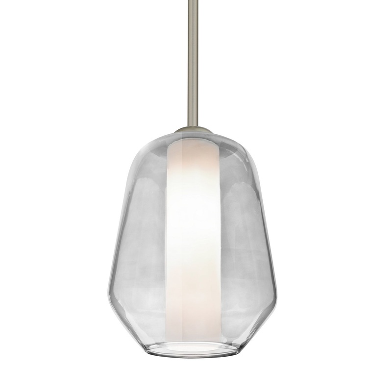 One Light Pendant from the Link Collection in Satin Nickel Finish by Besa