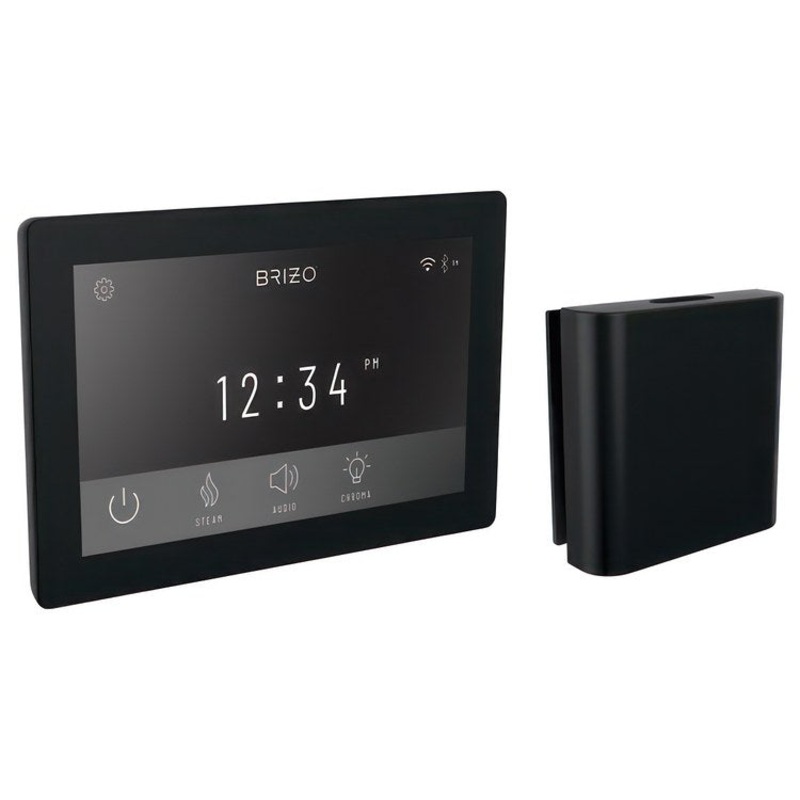 Steam Kit Mystix Matte Black Transcendent with Digital Interface & Square Steam Head 12 User Presets Built-In WIFI & Bluetooth Capabilities AromaTherapy AudioTherapy & ChromaTherapy Options Patented Dual Sensor Technology