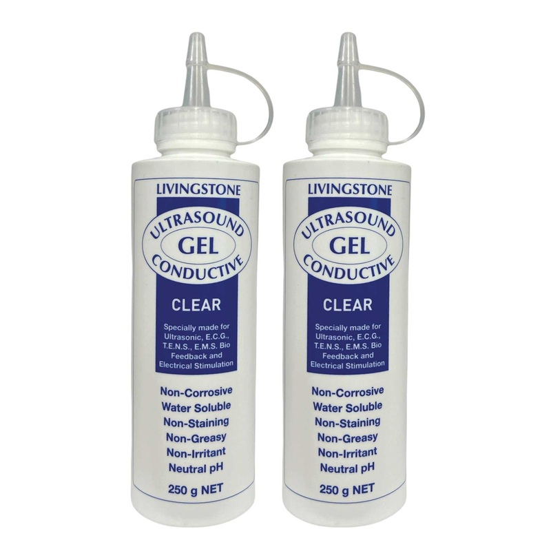 2x Livingstone 250ml Conductive Ultrasound Lubricating Gel – Squeeze Bottle