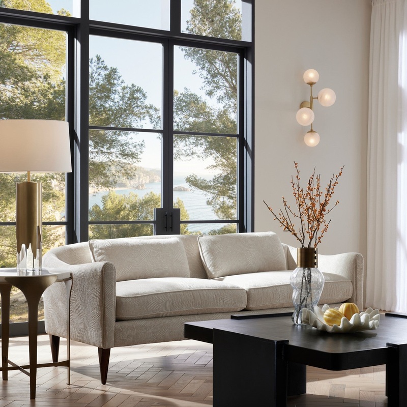 Arteriors FFU05 Vincent Sofa Textured Ivory/Dark Walnut