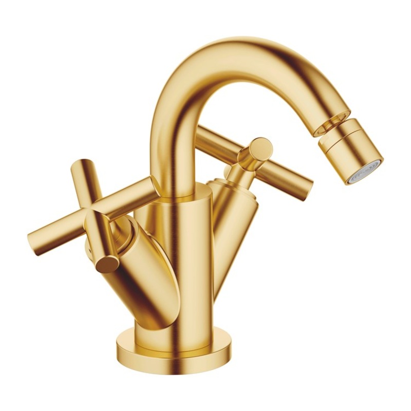 Bidet Faucet Tara Mixer 2 Cross Brushed Durabrass Pop-Up Waste 1 Hole 1.8 Gallons per Minute
