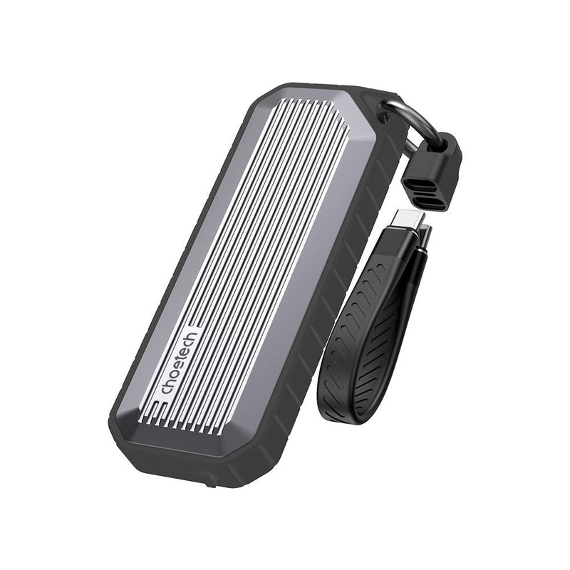 CHOETECH MSE004-GY USB3.2 Chips M.2 NVME / SATA SSD Protocol 10Gbps Transfer Speed Enclosure with IP65 water-Proof and Dust -Proof (Support 8TB Max)