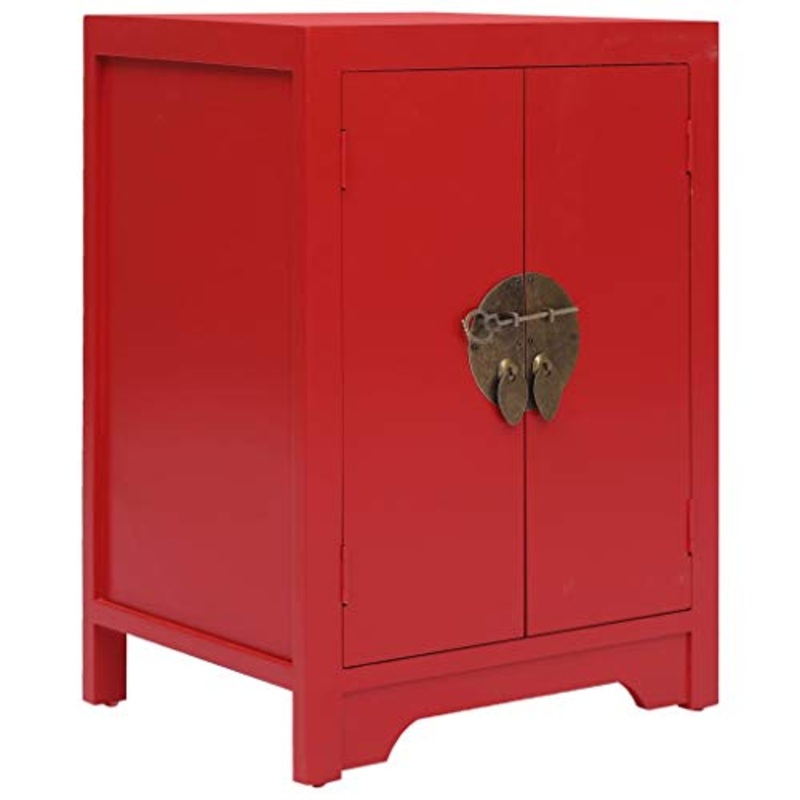 FAMIROSA Comodino Rosso 38x28x52 cm in Legno di Paulownia