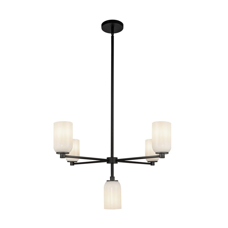 Five Light Chandelier from the Nola Collection in Black/Glossy Opal Glass Finish by Kuzco Lighting