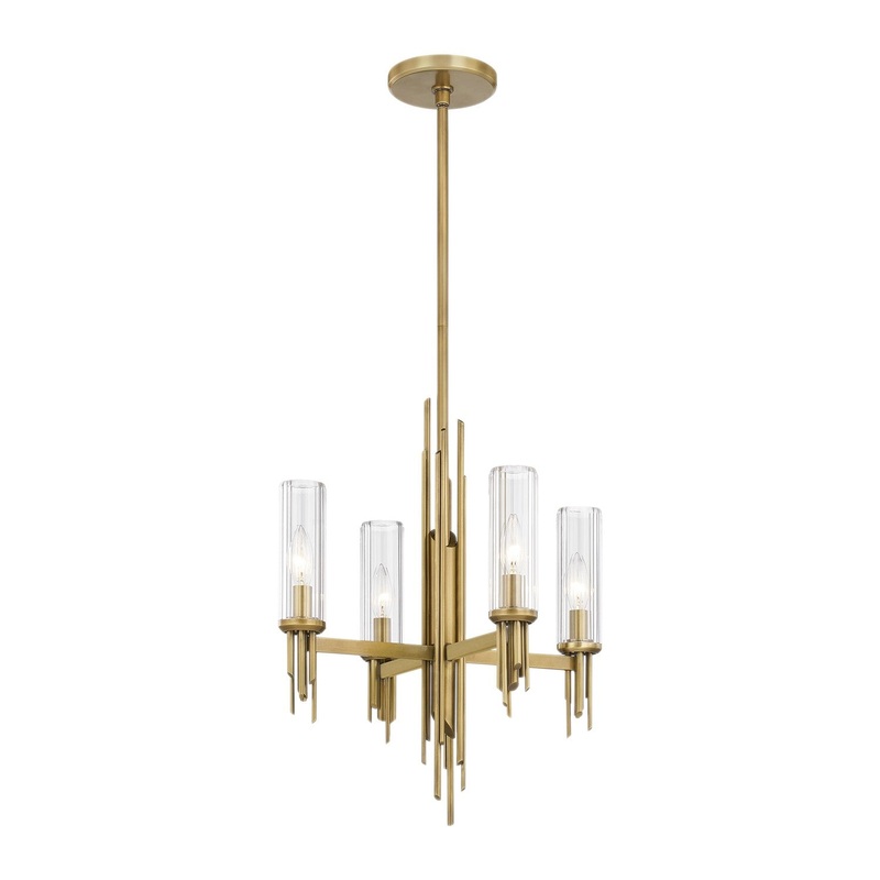 Four Light Chandelier from the Torres Collection in Vintage Brass Finish by Alora