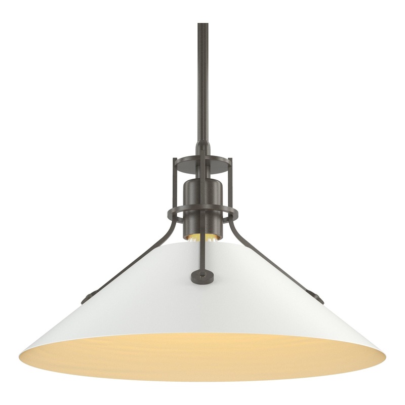 Henry Medium Steel Shade Pendant Dark Smoke White