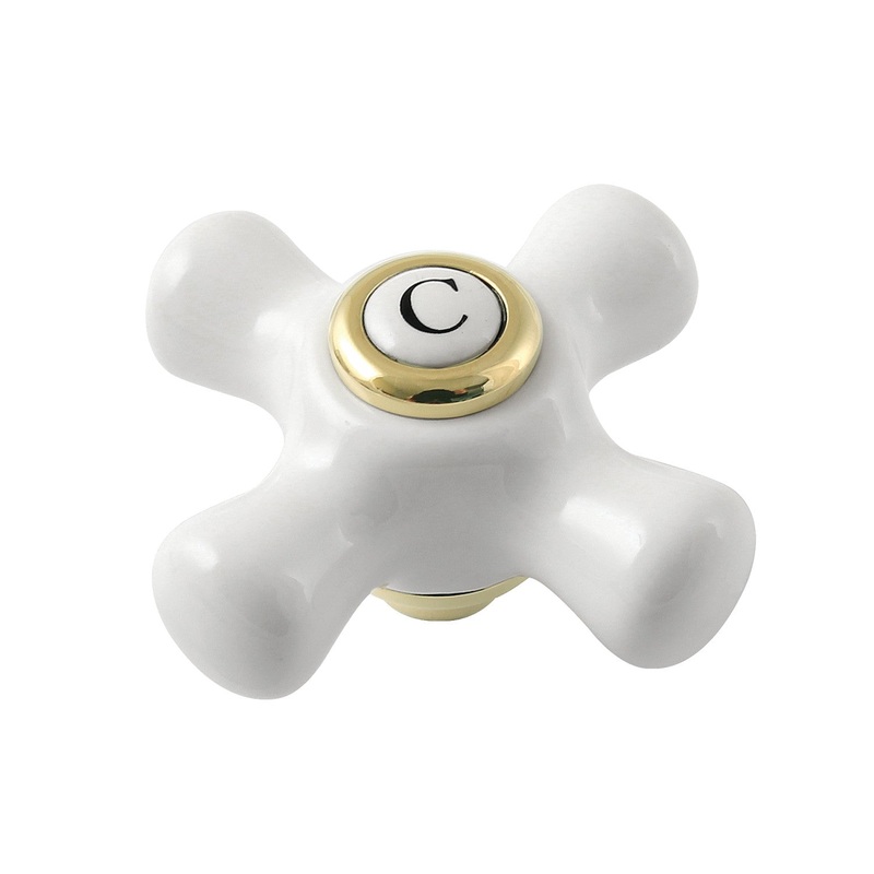 Kingston KSH266PXPBC Cold Porcelain Cross Handle, Polished Brass