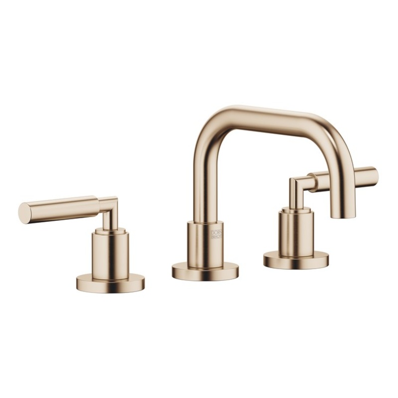 Lavatory Faucet TARA Mixer 2 Lever ADA WaterSense Brushed Champagne 1.2 Gallons per Minute Pop-Up Waste 3 Hole