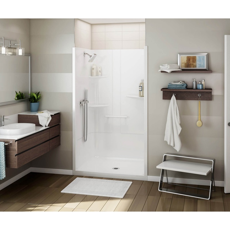 MAAX 107005-000-001 ALLIA SH-4834 Acrylic Alcove Center Drain One-Piece Shower in White