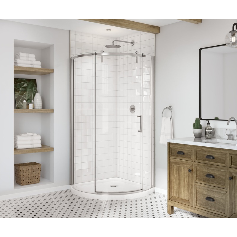 MAAX 139410-900-084-001 Outback Round 36 x 36 x 75 5/8 in. 8mm Sliding Shower Door for Corner Installation with Clear glass in Chrome