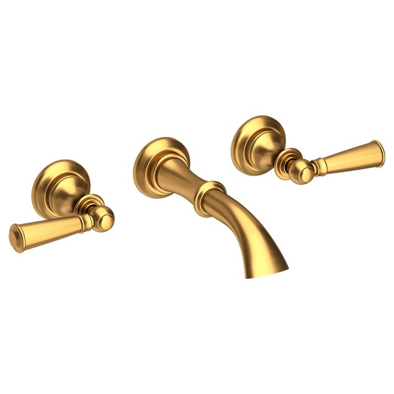 Sutton Two Handle Wall-Mount Bathroom Faucet with Lever Handles – Satin Gold PVD