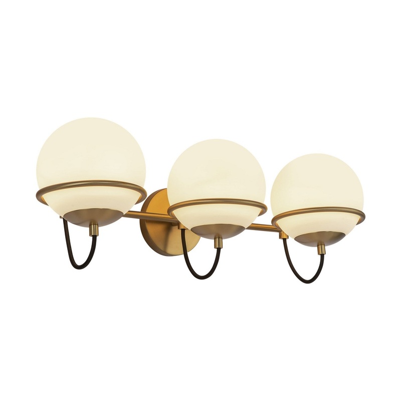 Three Light Wall Vanity from the Alba Collection in Aged Brass/Opal Glass Finish by Alora