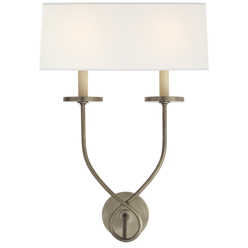 Two Light Wall Sconce from the Symmetric Twist Collection in Antique Nickel Finish by Visual Comfort Signature