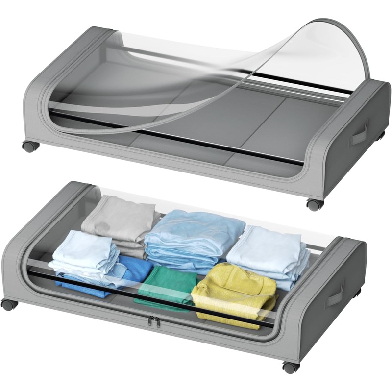 XXL Under Bed Rolling Storage Containers with 50L Large Capacity and Wheels