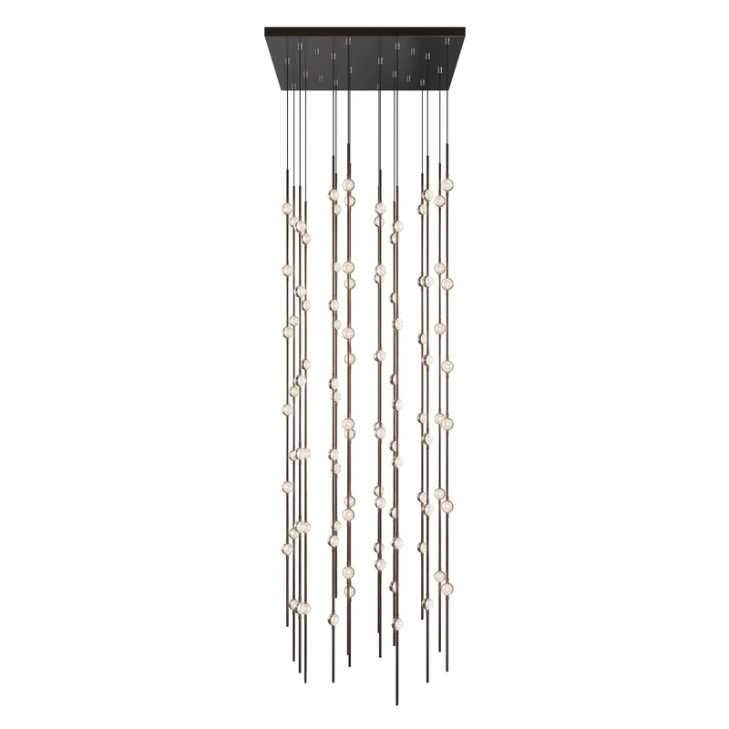 Constellation Andromeda 24″ Square LED Pendant Espresso Black with Clear Faceted Acrylic 2200K 10′ Adjustable Cord